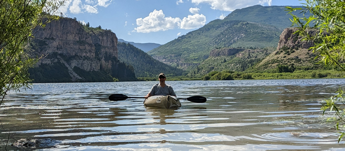 Rob Nadolny kayaking in Montana