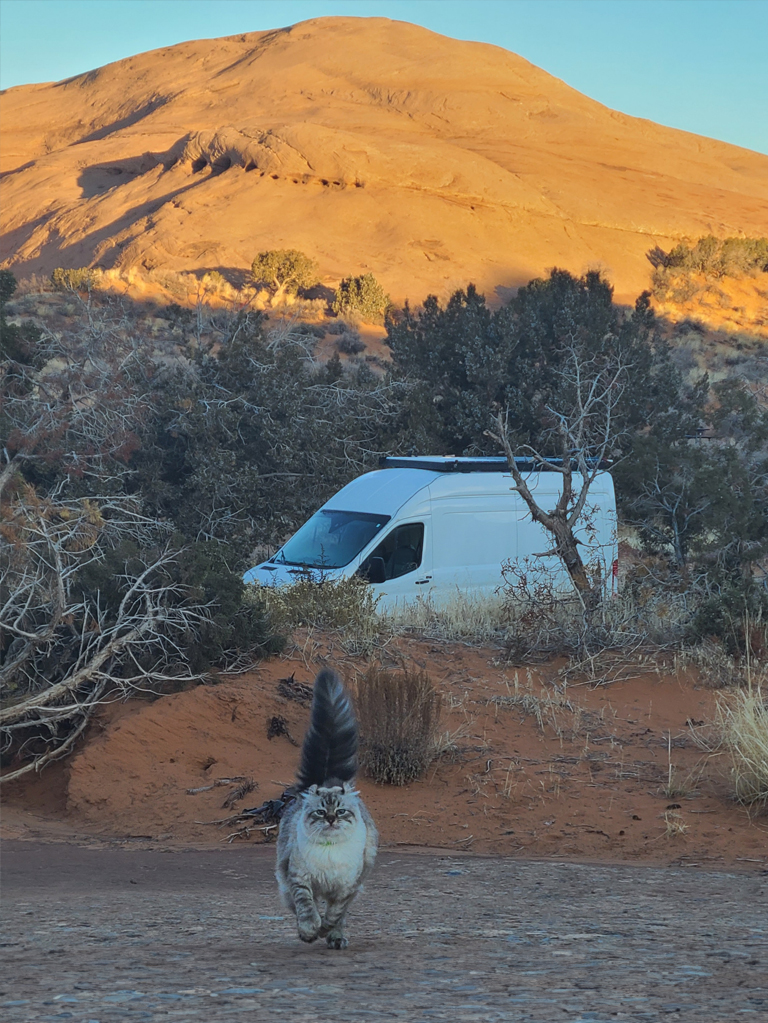 Rob Nadolny and Olive camping in Moab, Utah