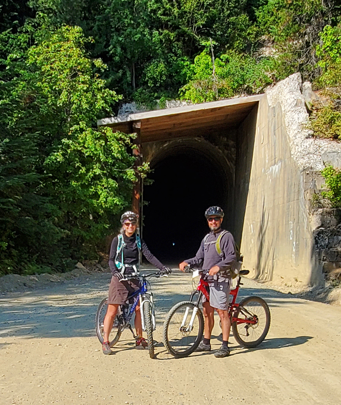 Rob and Wendy Nadolny mountain biking in Idaho